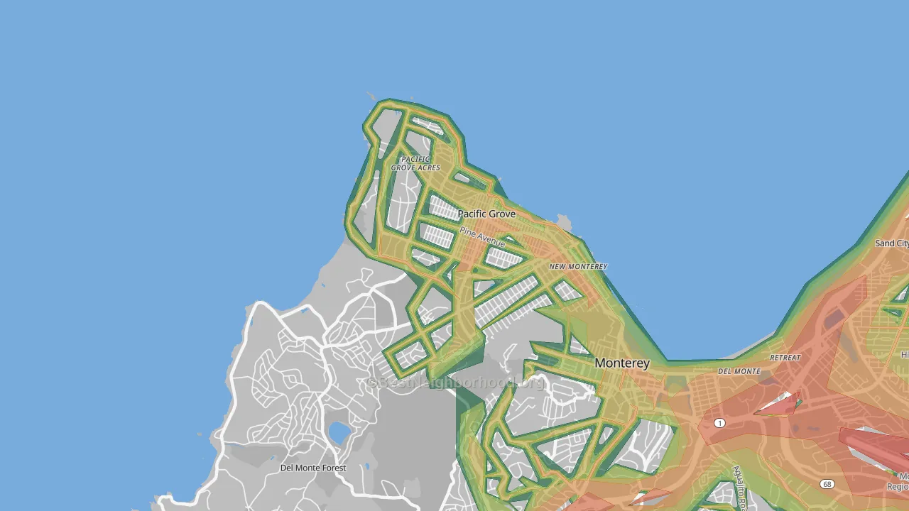 Pacific Grove, CA Map of Noise Levels in Pacific Grove