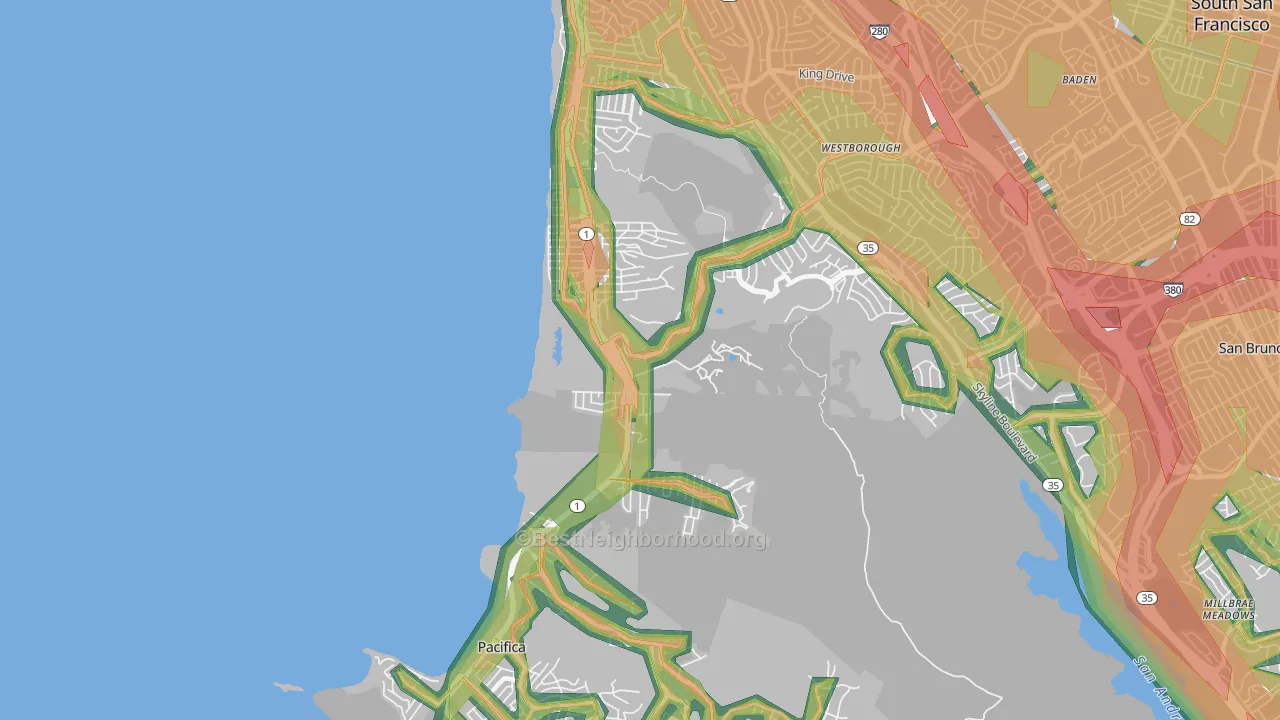 Pacifica, CA Map of Noise Levels in Pacifica