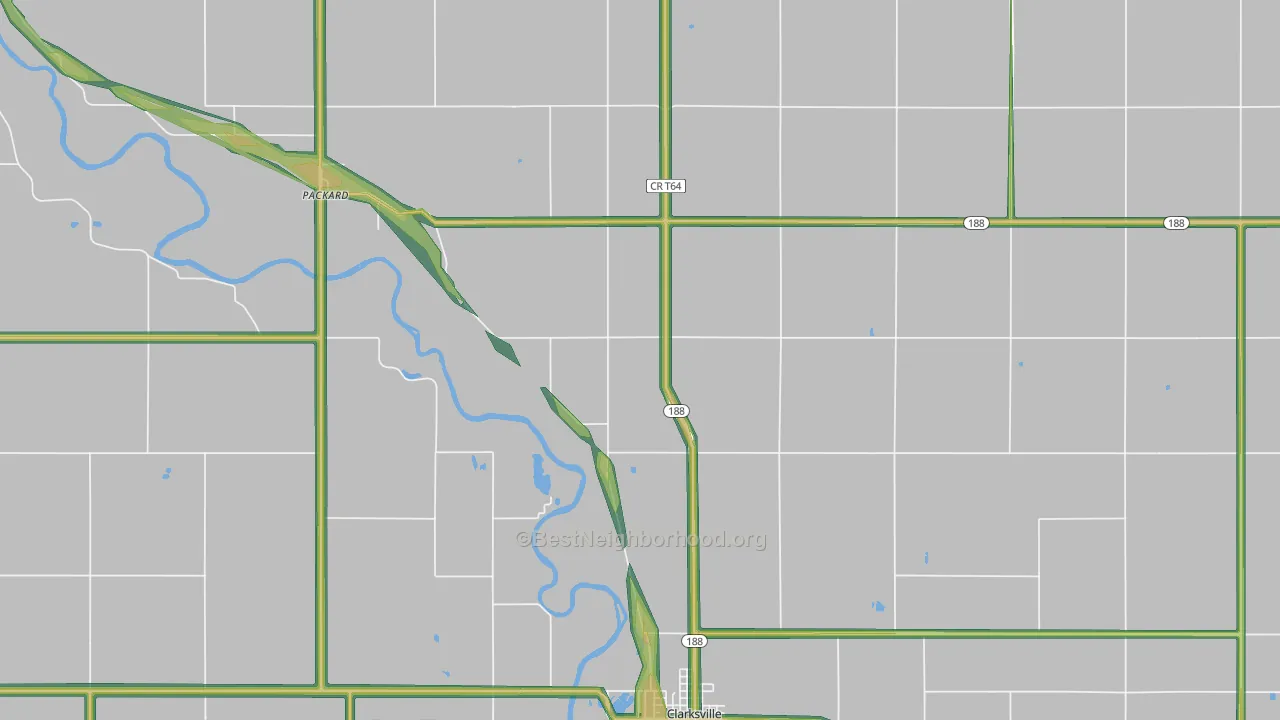 Packard, IA Map of Noise Levels in Packard