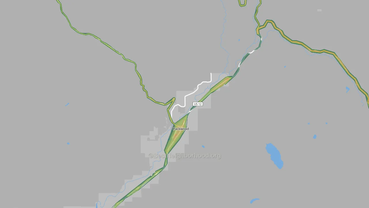Packwood, WA Map of Noise Levels in Packwood