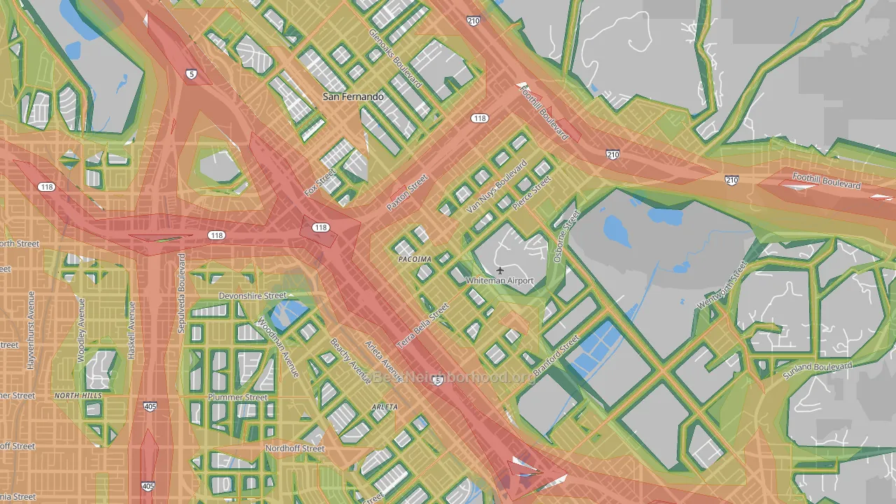 Pacoima, CA Map of Noise Levels in Pacoima