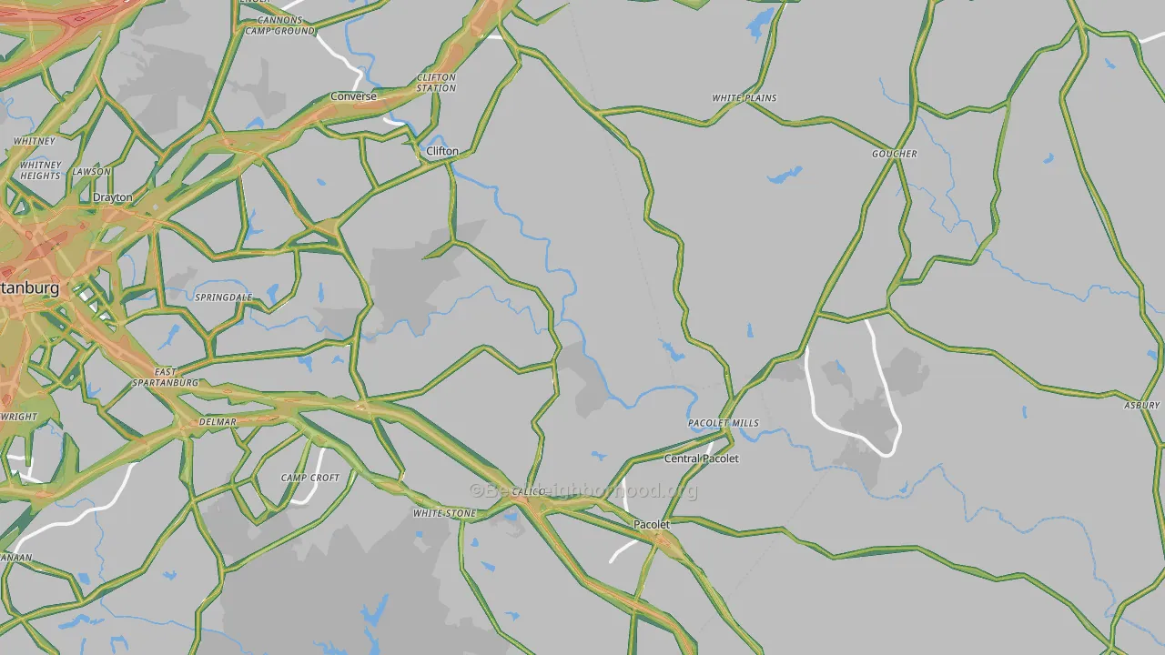 Pacolet Mills, SC Map of Noise Levels in Pacolet Mills