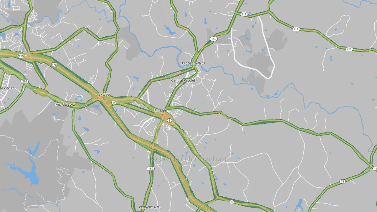 Pacolet, SC Map of Noise Levels in Pacolet