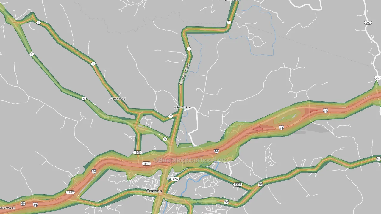 Pactolus, KY Map of Noise Levels in Pactolus