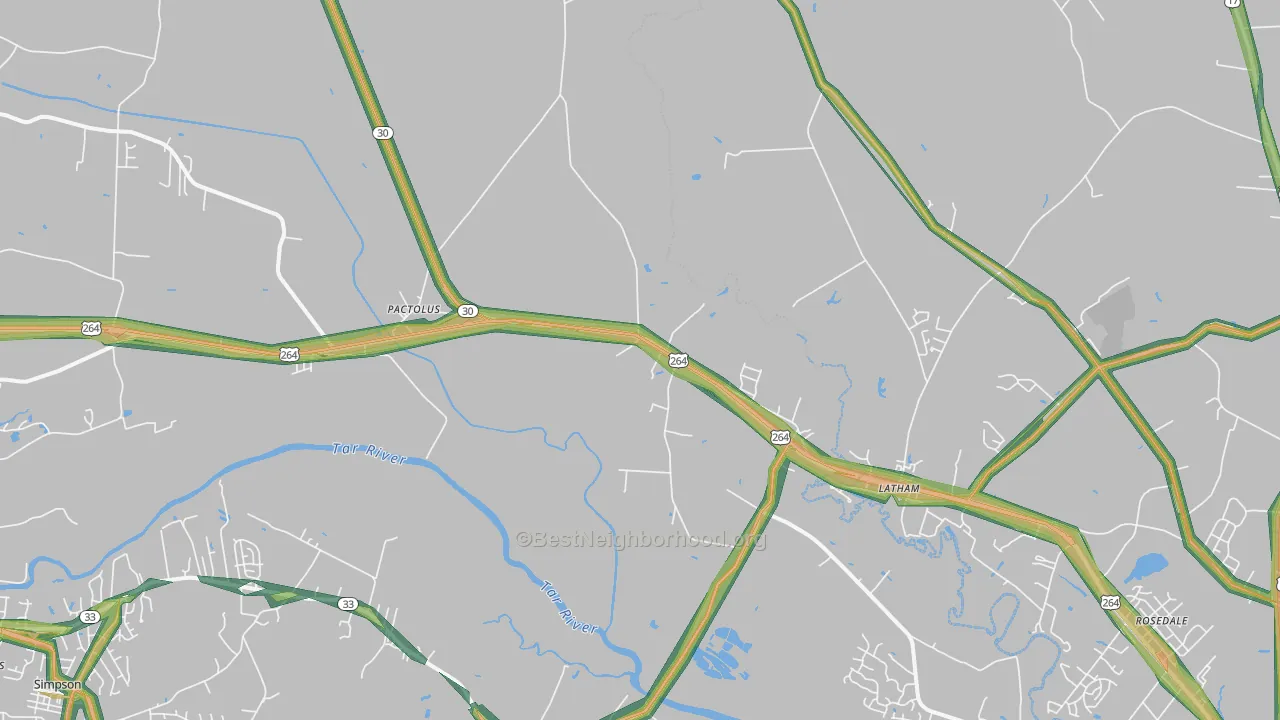 Pactolus, NC Map of Noise Levels in Pactolus