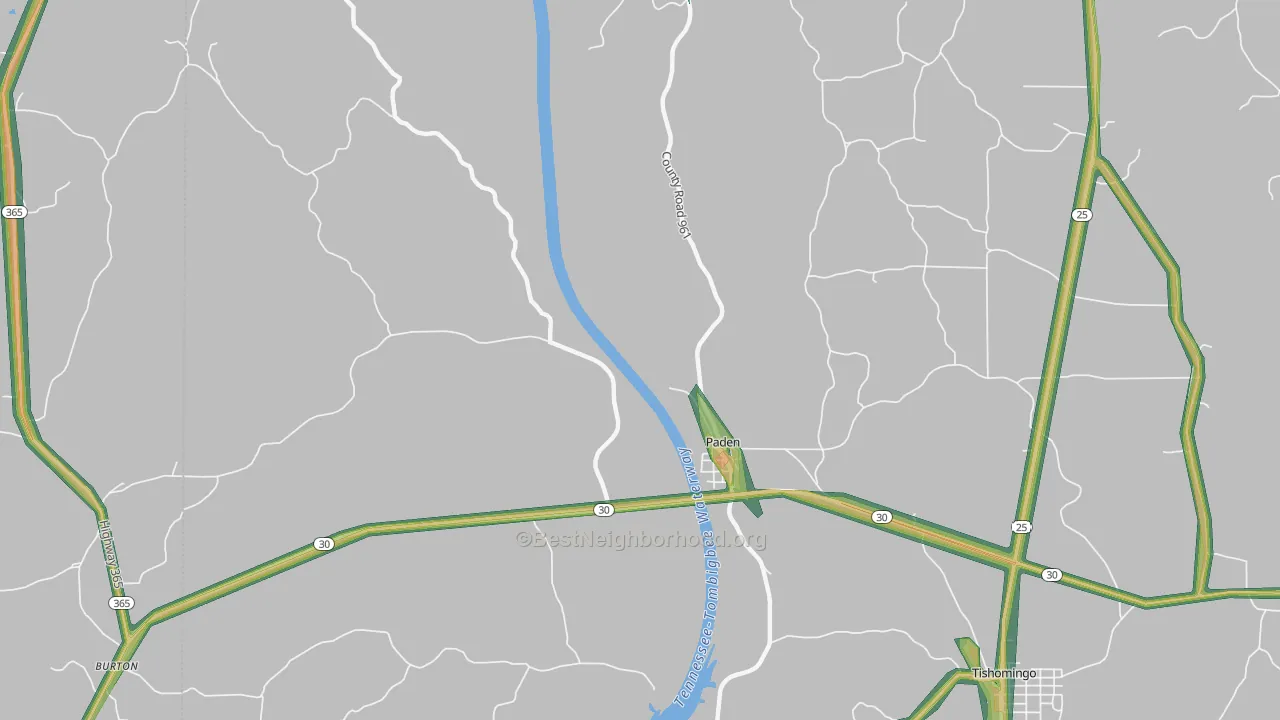 Paden, MS Map of Noise Levels in Paden