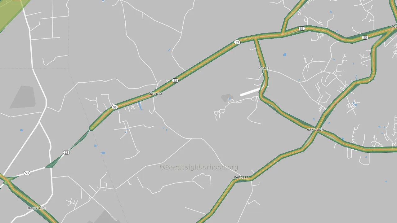 Padgett, NC Map of Noise Levels in Padgett