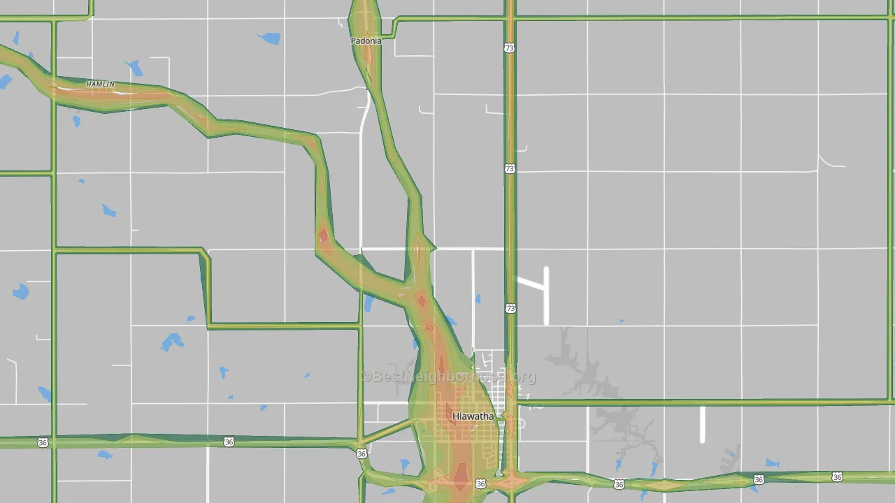 Padonia, KS Map of Noise Levels in Padonia