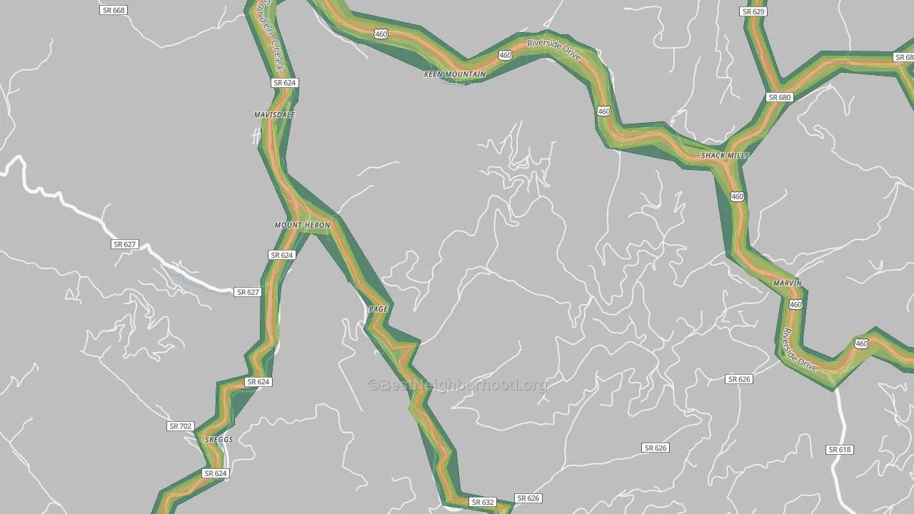 Page, VA Map of Noise Levels in Page