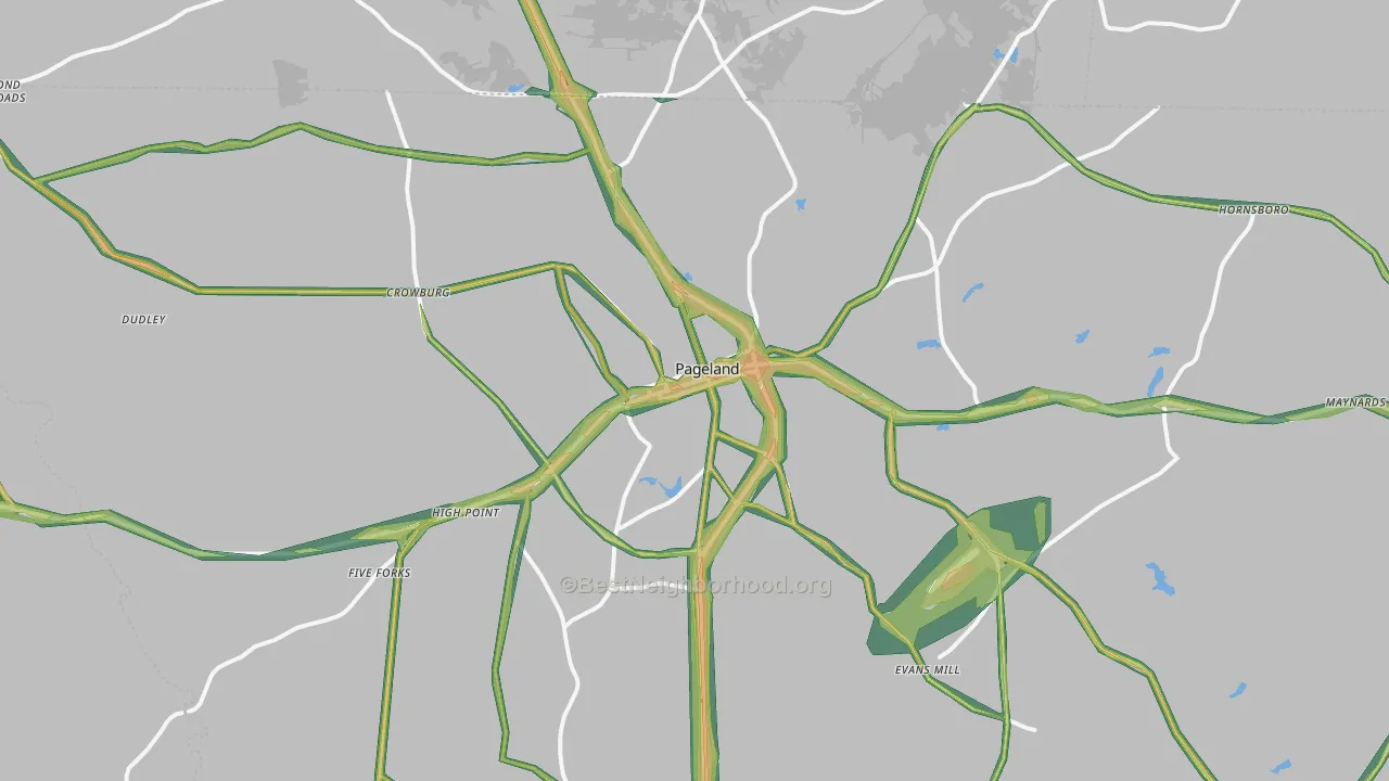 Pageland, SC Map of Noise Levels in Pageland