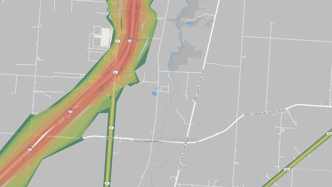 Pagetown, OH Map of Noise Levels in Pagetown