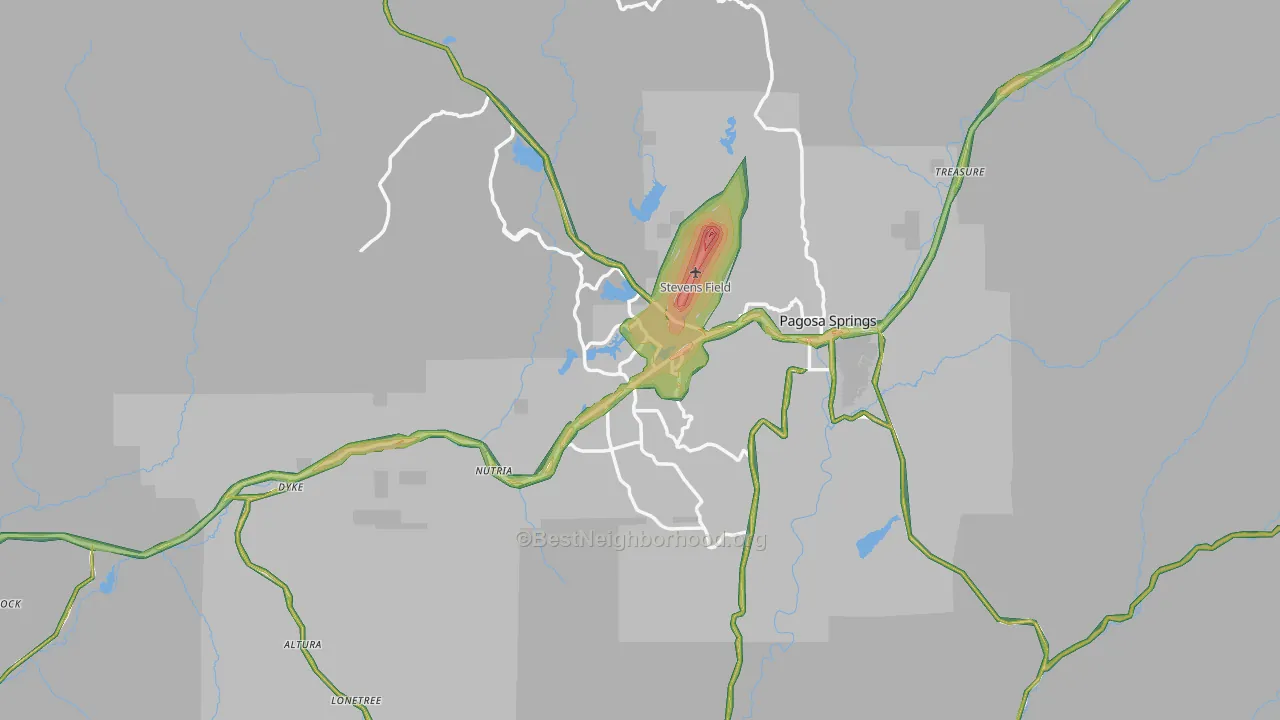 Pagosa Springs, CO Map of Noise Levels in Pagosa Springs
