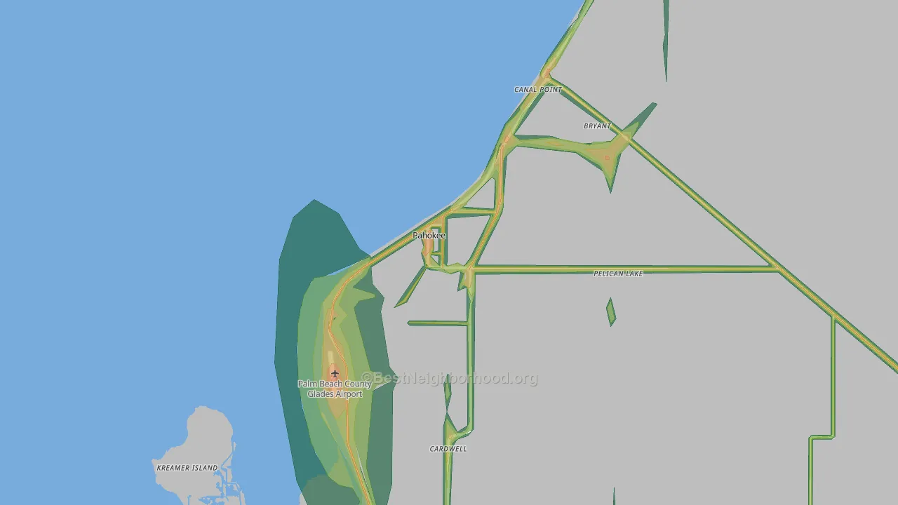 Pahokee, FL Map of Noise Levels in Pahokee