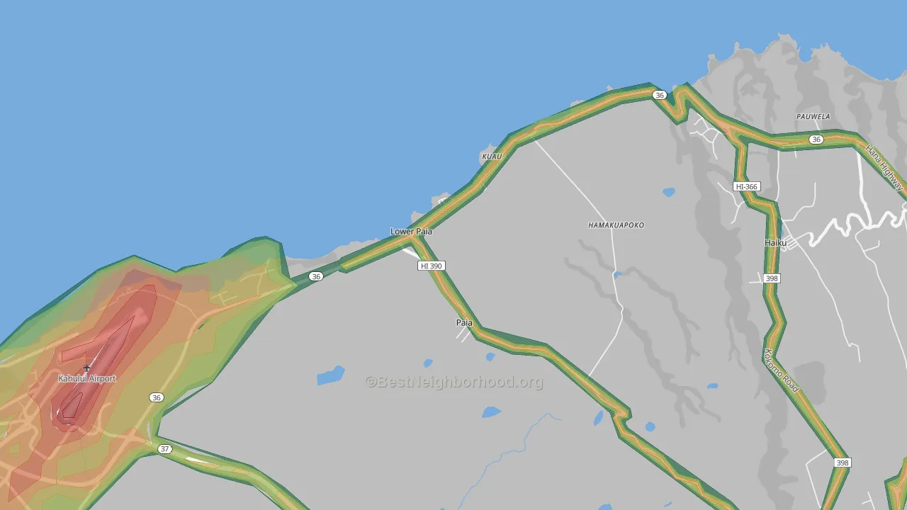 Paia, HI Map of Noise Levels in Paia