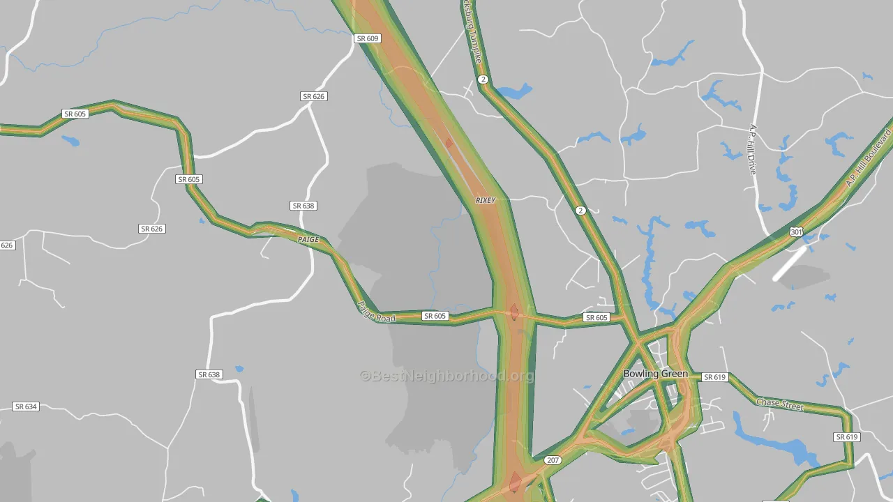 Paige, VA Map of Noise Levels in Paige