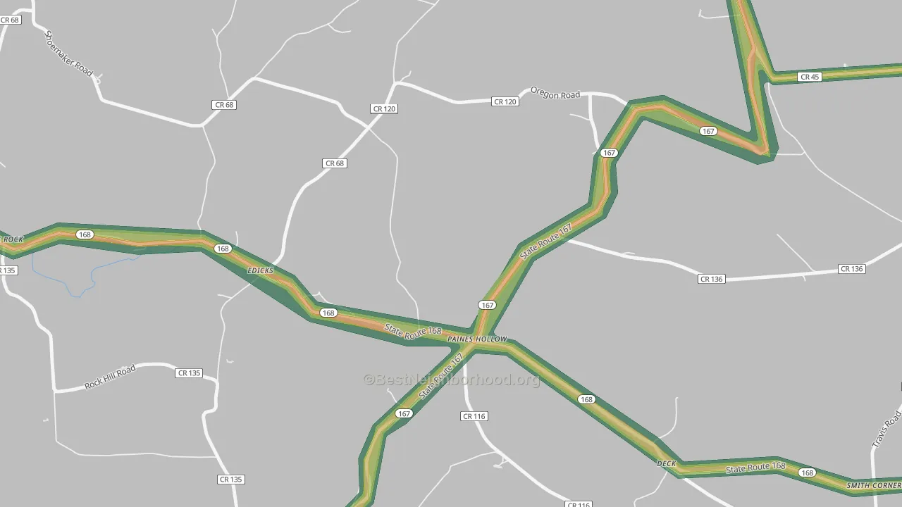 Paines Hollow, NY Map of Noise Levels in Paines Hollow