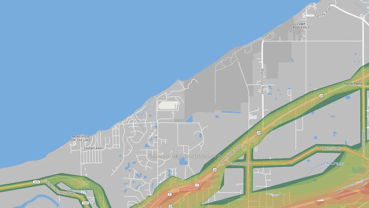 Painesville on the Lake, OH Map of Noise Levels in Painesville on the Lake