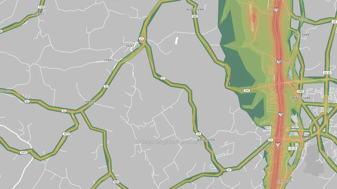 Paint Lick, KY Map of Noise Levels in Paint Lick