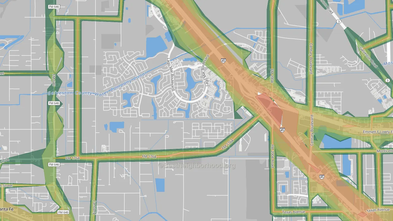 Painted Meadows, Santa Fe, TX Map of Noise Levels in Painted Meadows