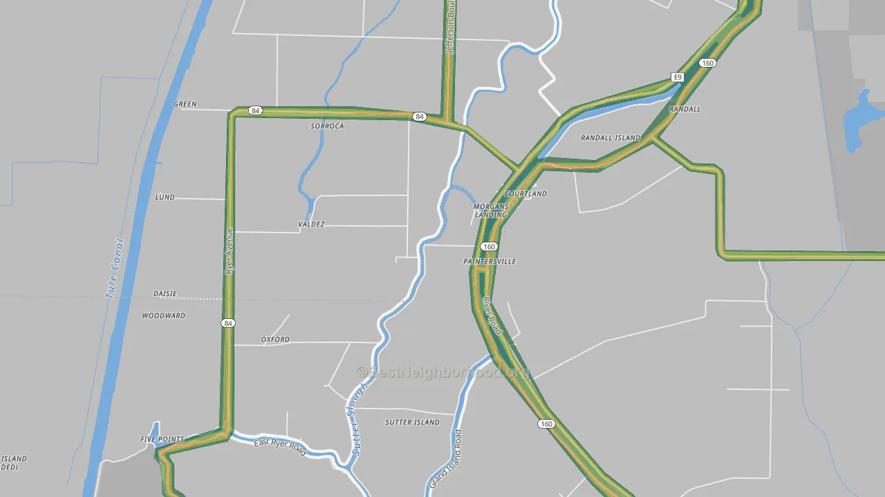 Paintersville, CA Map of Noise Levels in Paintersville