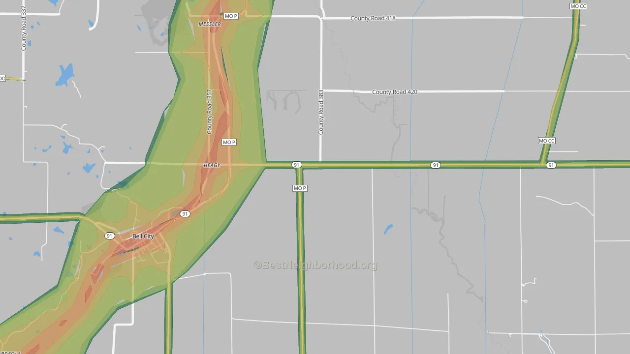 Painton, MO Map of Noise Levels in Painton