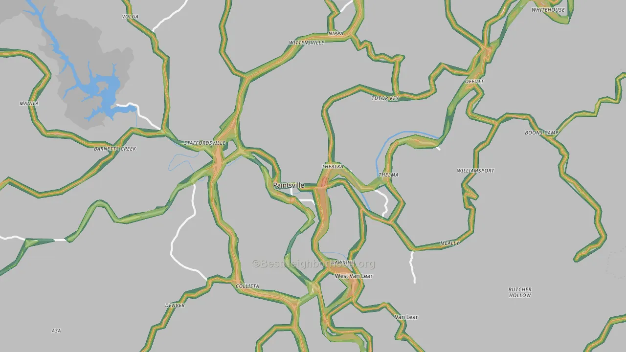 Paintsville, KY Map of Noise Levels in Paintsville