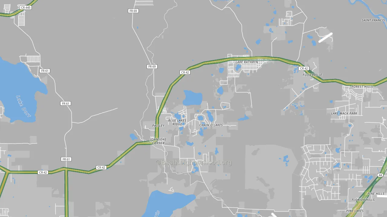 Paisley, FL Map of Noise Levels in Paisley