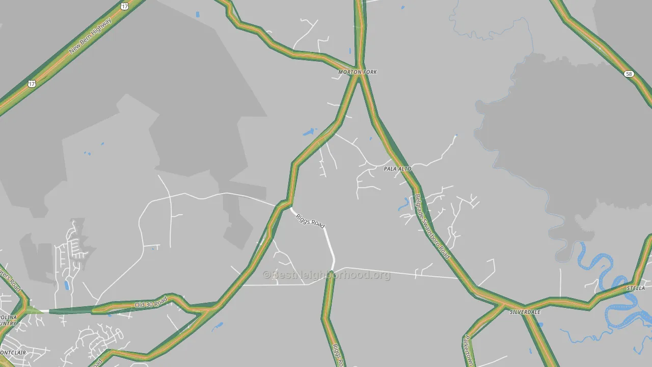 Pala Alto, NC Map of Noise Levels in Pala Alto