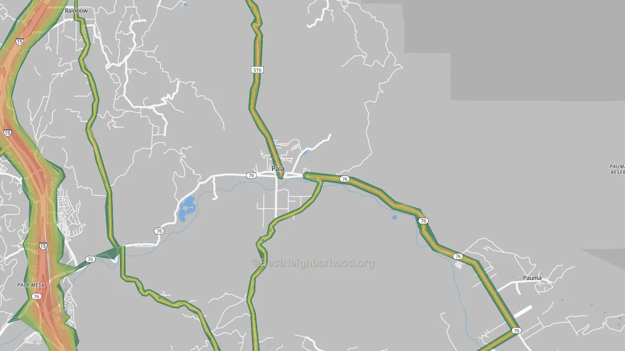 Pala, CA Map of Noise Levels in Pala