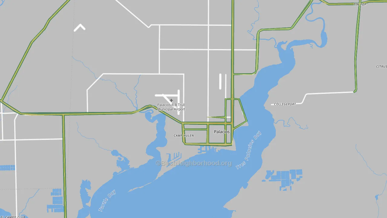Palacios, TX Map of Noise Levels in Palacios