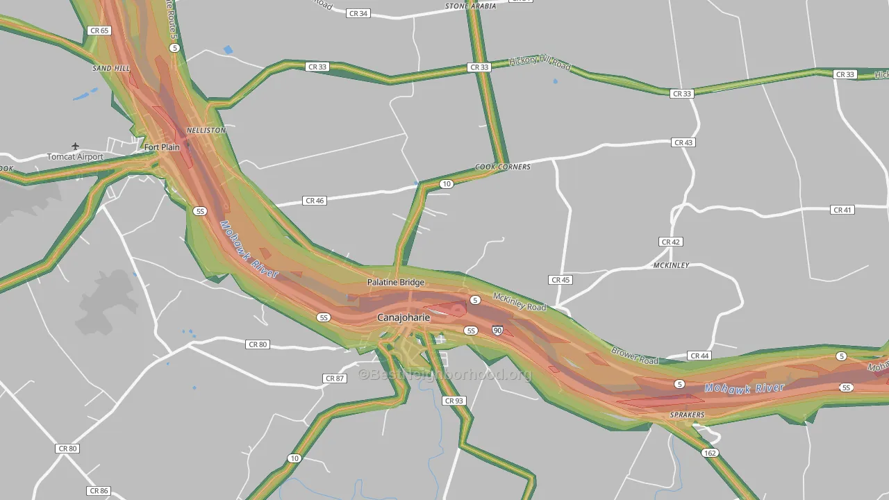 Palatine Bridge, NY Map of Noise Levels in Palatine Bridge