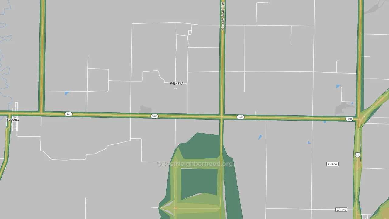 Palatka, AR Map of Noise Levels in Palatka