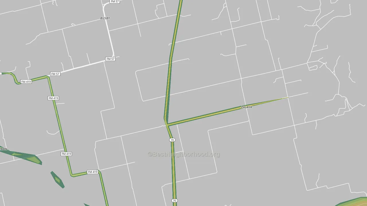 Palava, TX Map of Noise Levels in Palava