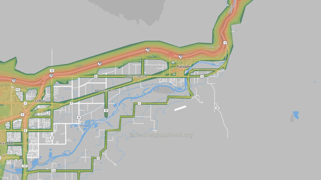 Palisade, CO Map of Noise Levels in Palisade