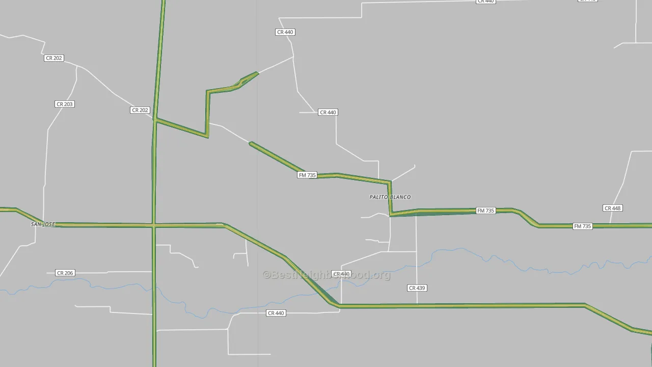 Palito Blanco, TX Map of Noise Levels in Palito Blanco