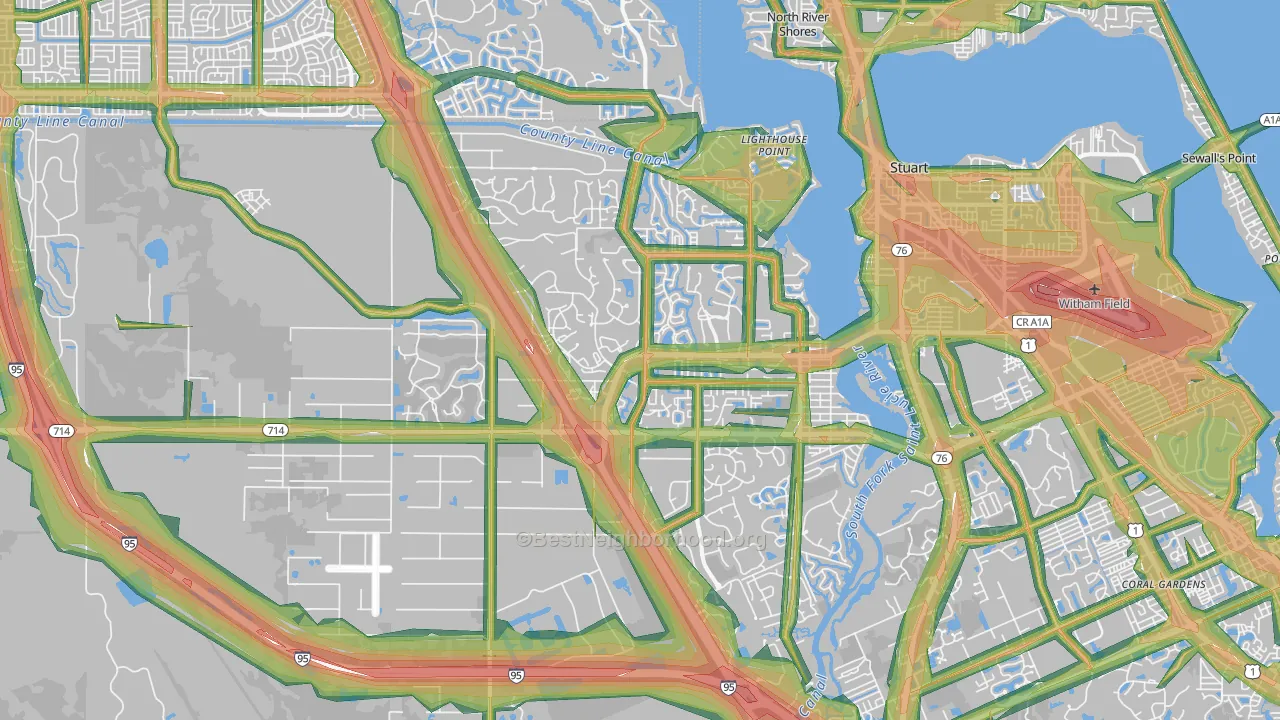 Palm City, FL Map of Noise Levels in Palm City