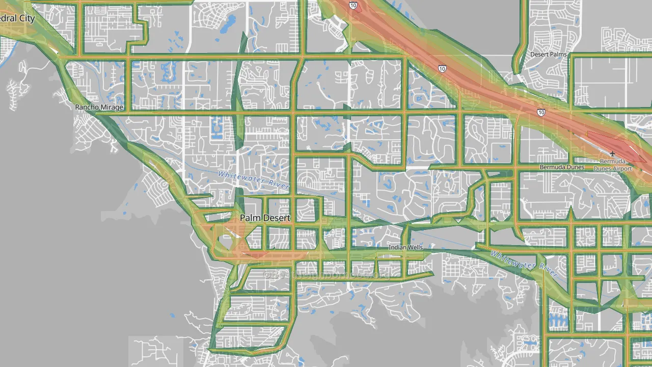 Palm Desert, CA Map of Noise Levels in Palm Desert
