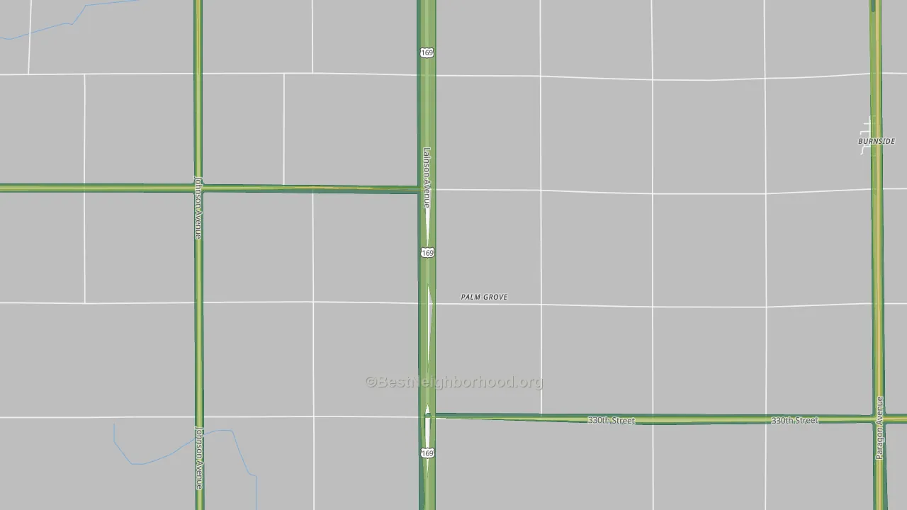 Palm Grove, IA Map of Noise Levels in Palm Grove
