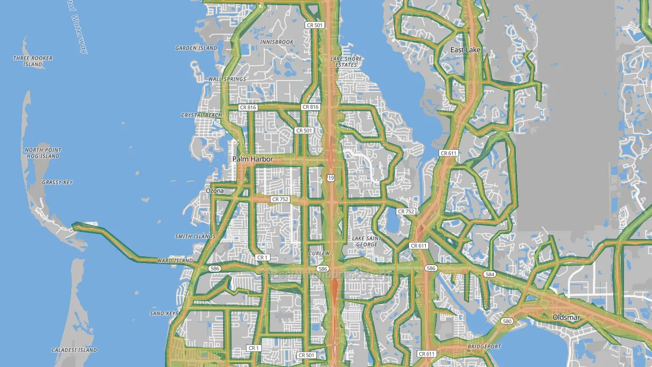 Palm Harbor, FL Map of Noise Levels in Palm Harbor
