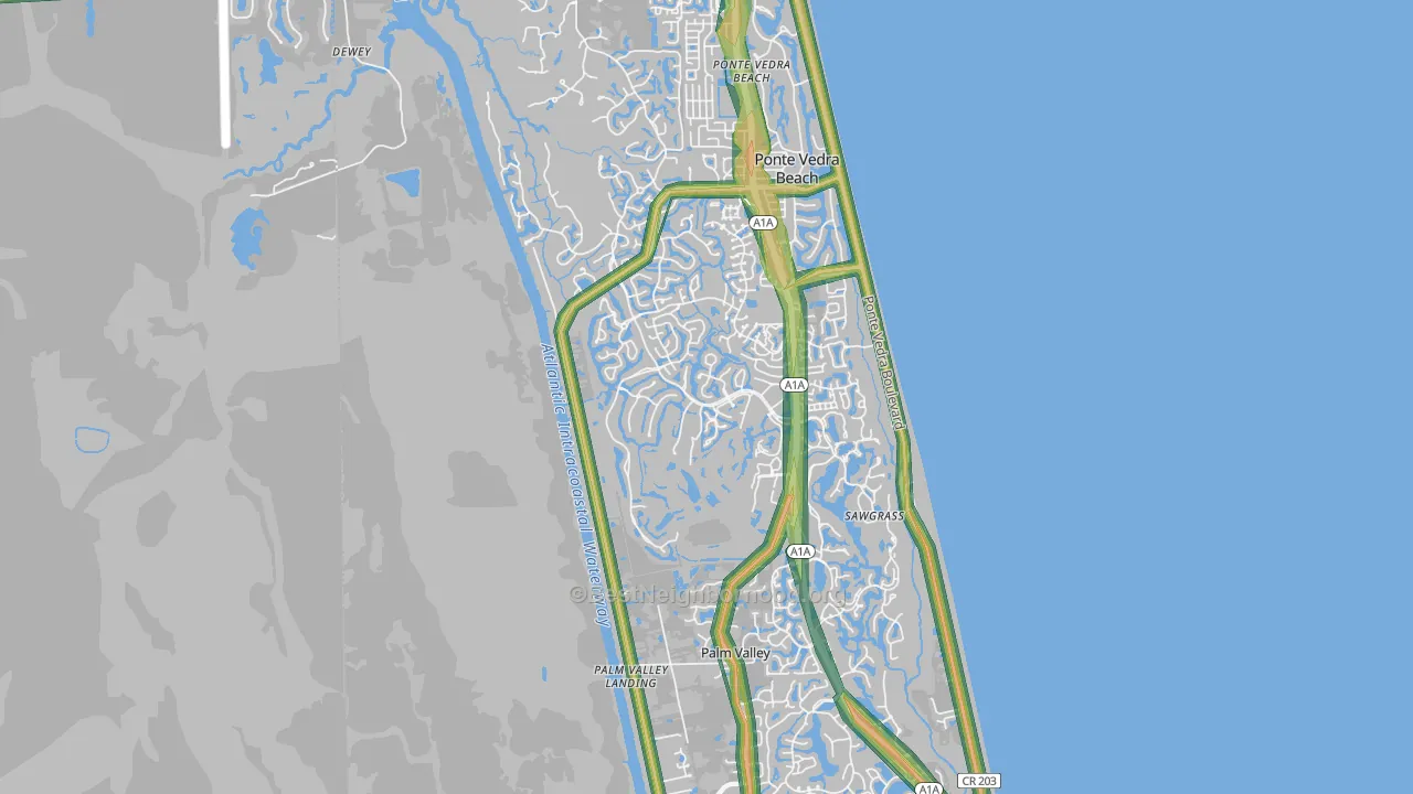 Palm Valley, FL Map of Noise Levels in Palm Valley