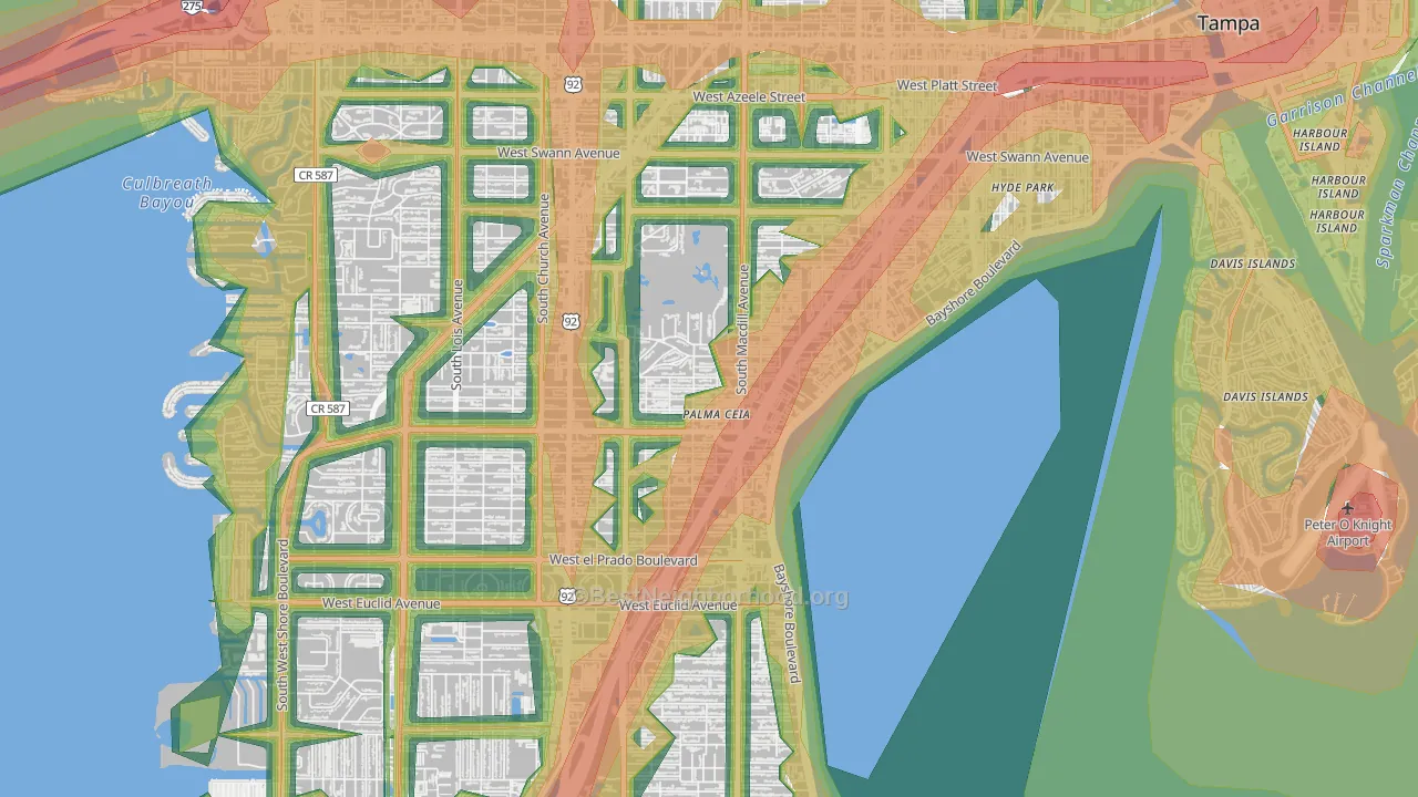 Palma Ceia, Tampa, FL Map of Noise Levels in Palma Ceia