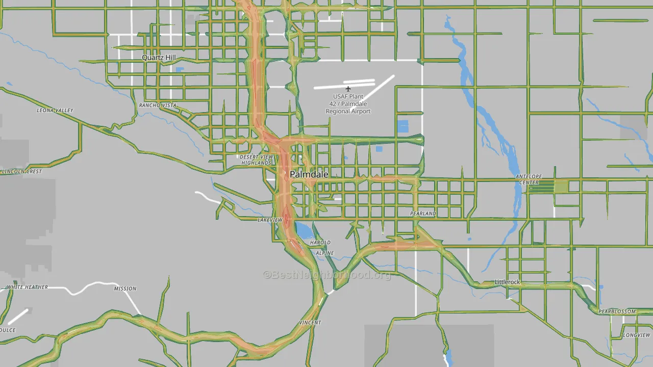 Palmdale, CA Map of Noise Levels in Palmdale