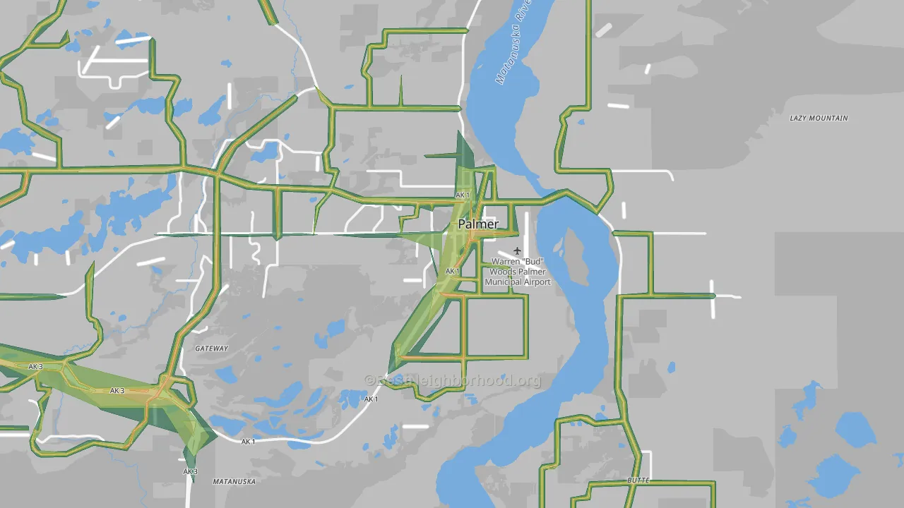 Palmer, AK Map of Noise Levels in Palmer