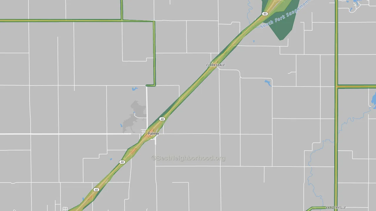 Palmer, IL Map of Noise Levels in Palmer