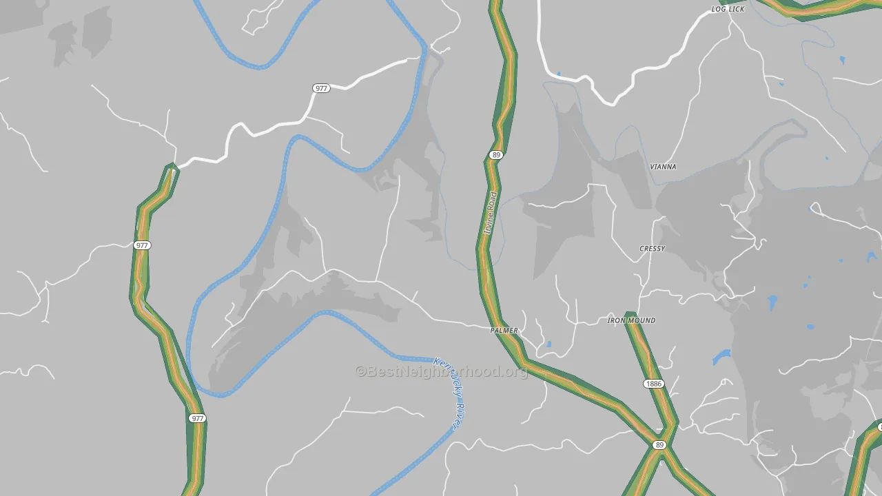 Palmer, KY Map of Noise Levels in Palmer