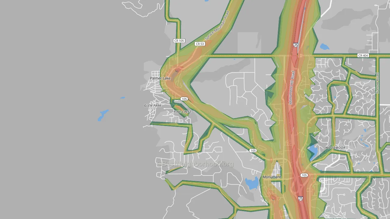 Palmer Lake, CO Map of Noise Levels in Palmer Lake