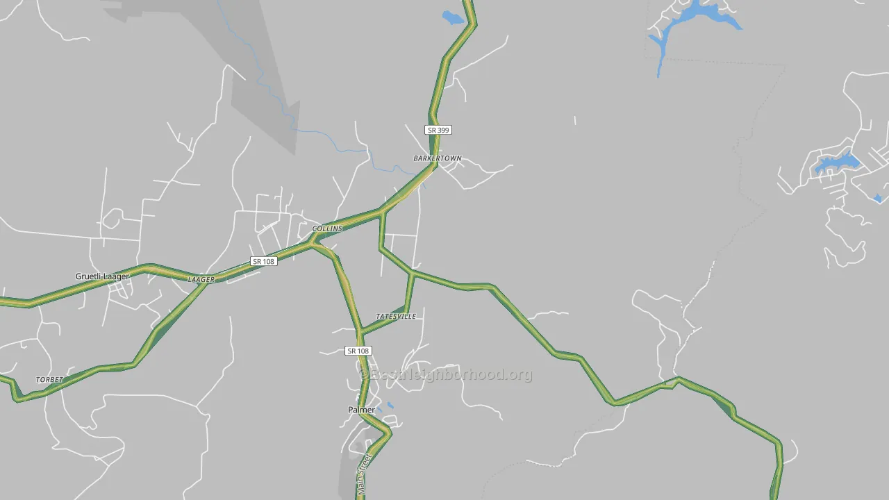 Palmer, TN Map of Noise Levels in Palmer