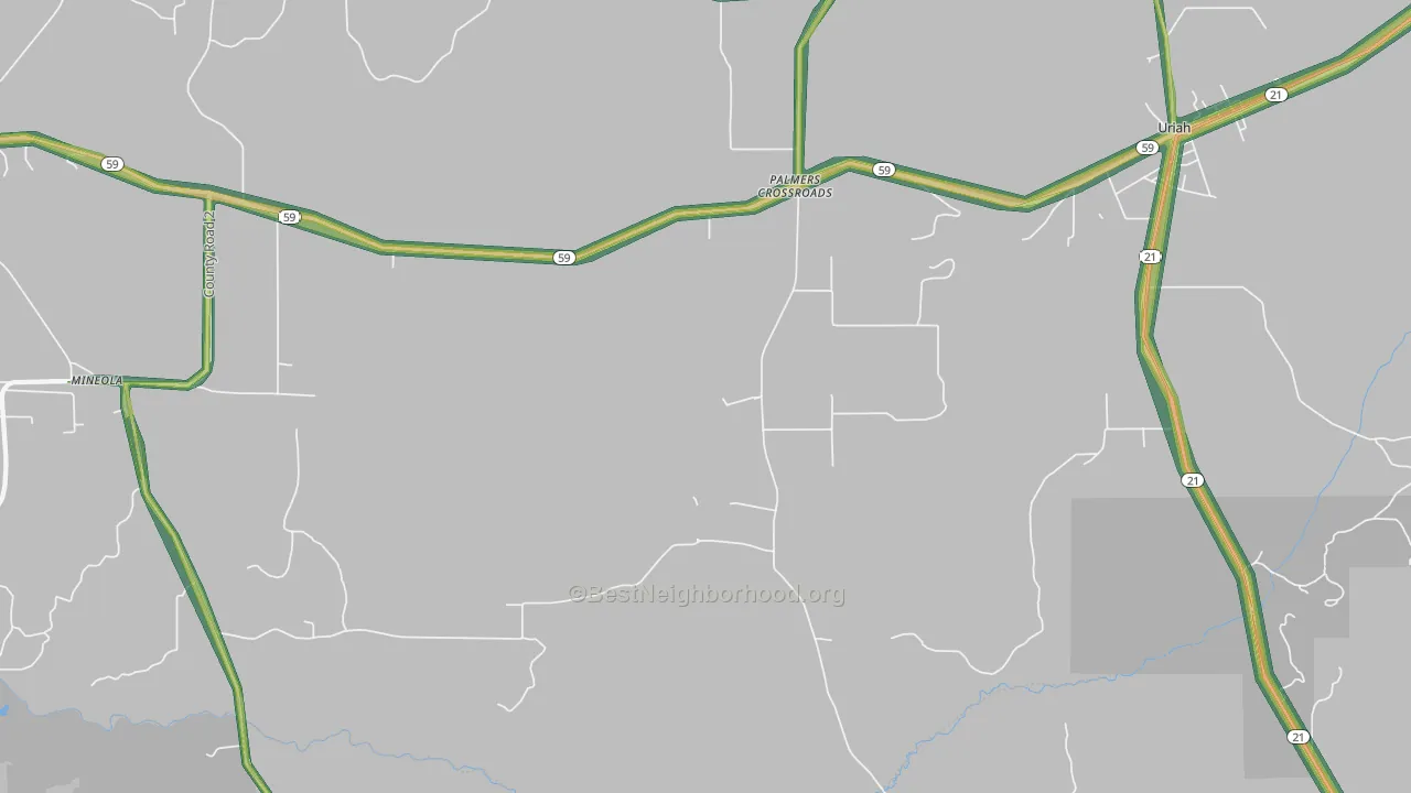 Palmers Crossroads, AL Map of Noise Levels in Palmers Crossroads