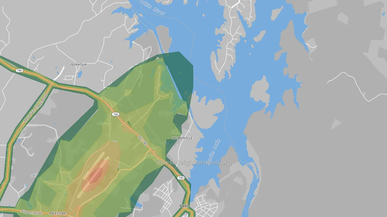 Palmerville, NC Map of Noise Levels in Palmerville
