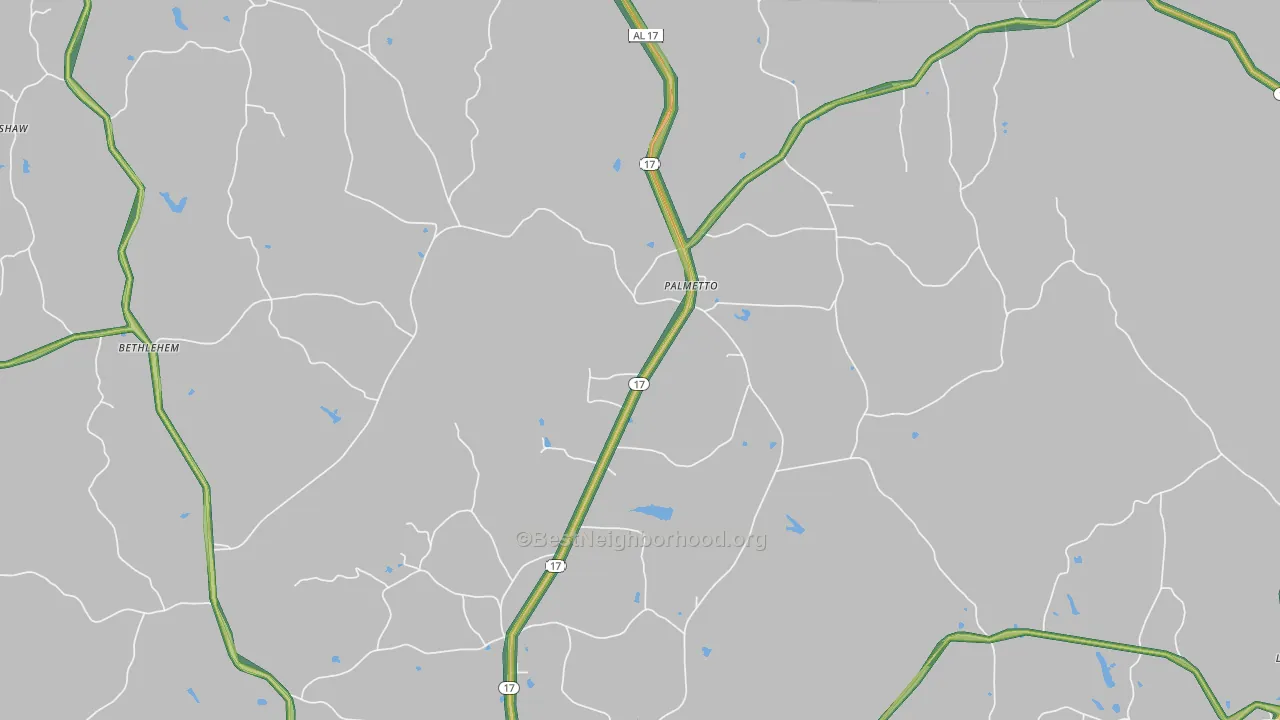 Palmetto, AL Map of Noise Levels in Palmetto